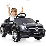 12V Kinder Elektroauto Mercedes Benz AMG,Elektrische Kinderfahrzeuge,Elektrofahrzeug 2-türig mit 2,4G-Fernbedienung,MP3,Musik,LED-Leuchten und 5 Punkt Sicherheitsgurt für Kinder ab 3 Jahre Schwarz